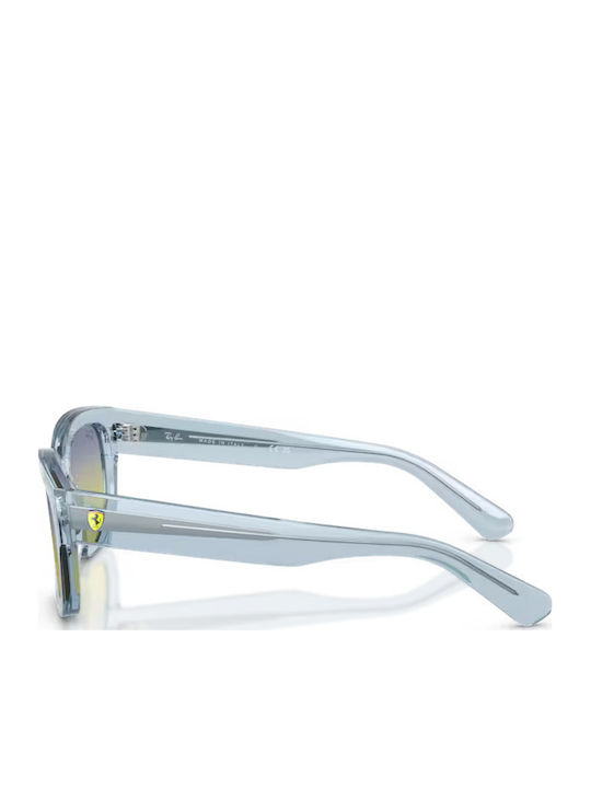 Ray Ban Unisex Sunglasses with Light Blue Horn-Rimmed Frame and Multicolour Gradient Lens RB2228M F708EI