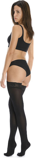 Scudotex Socks Thigh High with Silicone 15-18 mmHg Black