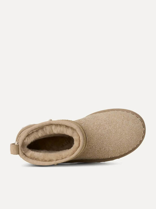 Classic Ultra Mini Stiefeletten Damen mit Pelz Beige