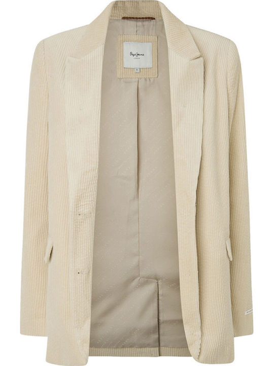 Pepe Jeans Long Women's Corduroy Blazer White