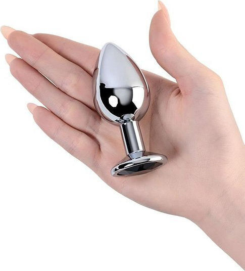 Smd Butt Plug Πρωκτική Σφήνα L 9cm Silver Black Diamond