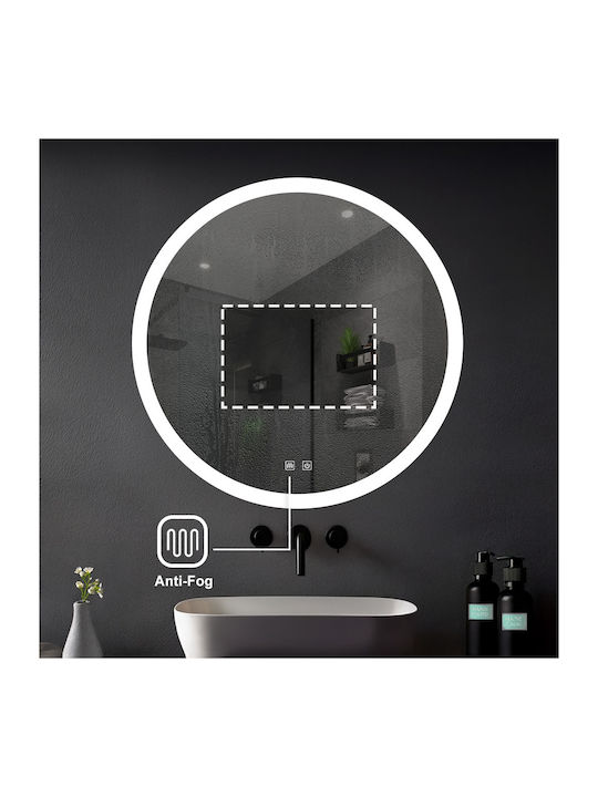 H2O Oglindă de Baie Rotundă cu Lumini LED cu Atingere din Metal 60x60cm
