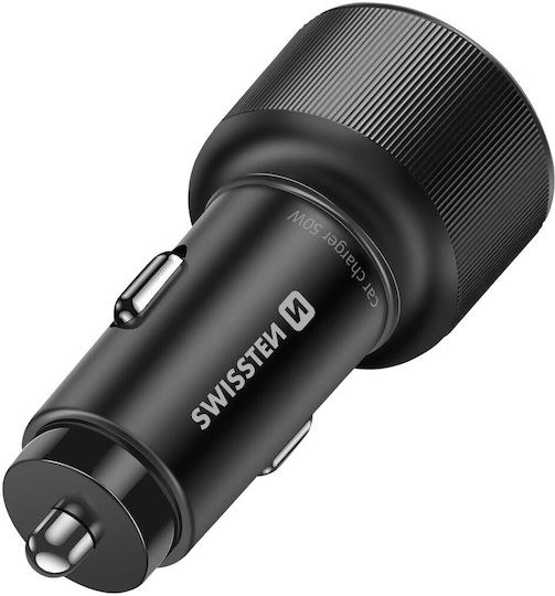 Swissten 20W 30W Power Delivery 2x USB-C Car Charger USB-C Cable Black