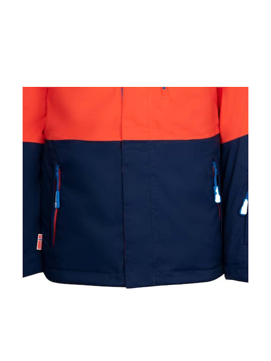 Wasserdicht Kinder Freizeitjacke mit Futter & Kapuze Orange/navy