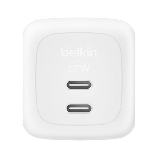 Belkin Charger Without Cable GaN with 2 USB-C Ports 67W Power Delivery Whites (BoostCharge Pro)