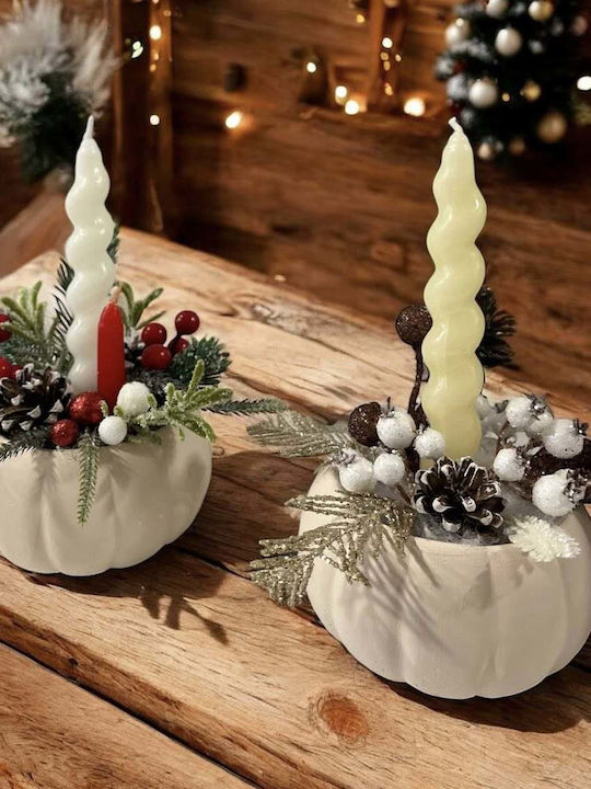Christmas Ceramic Green Candlestick
