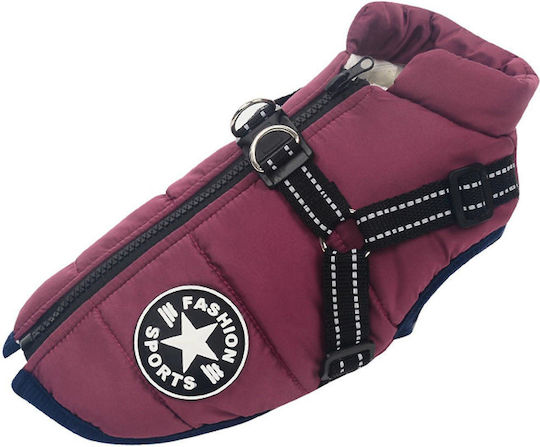 Denik Pets Μπουφάν Σκύλου Fleece / Αδιάβροχο Μωβ Large με Μήκος Ράχης 48 εκ.