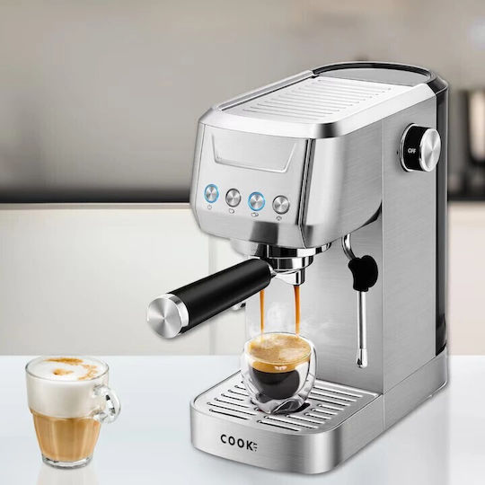 COOK-IT Mașină de Espresso 1350W Presiune 20bar Argintie