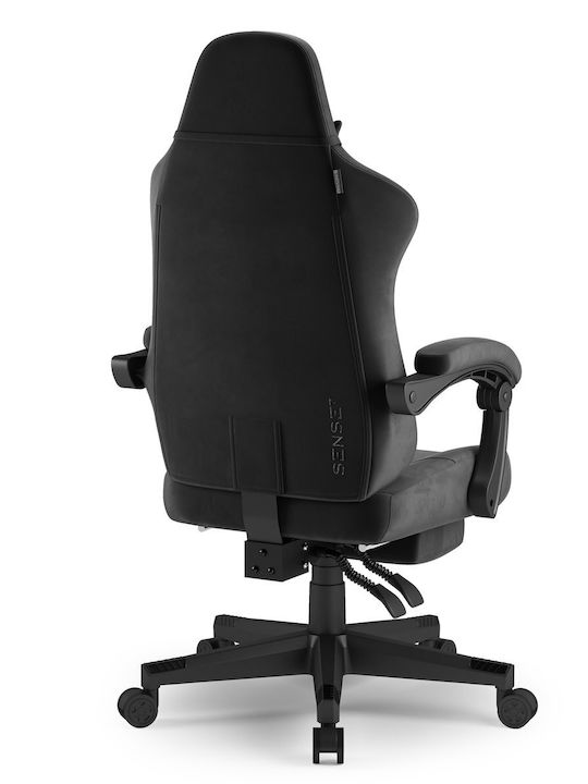 SENSE7 Devon Fabric Gaming Chair with Footstool Black