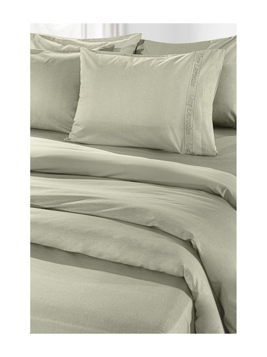Guy Laroche Sheet for Single Bed 170x270cm. Color Plus Khaki