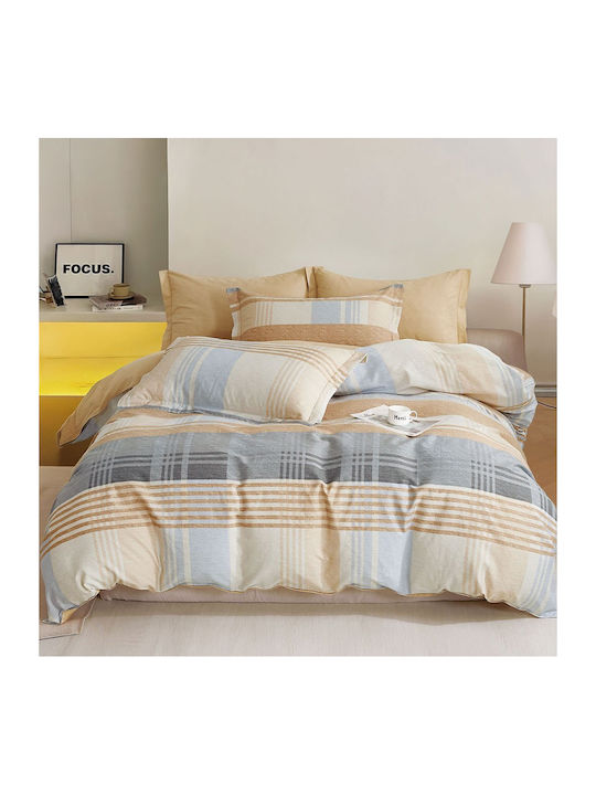 Rythmos Duvet Cover Set Cotton Satin Queen with 2 Pillowcases 220x250 Spirit Gray