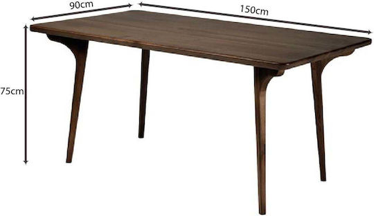 Avery Τραπέζι Τραπεζαρίας Ξύλινο Καρυδί 150x90x75εκ.