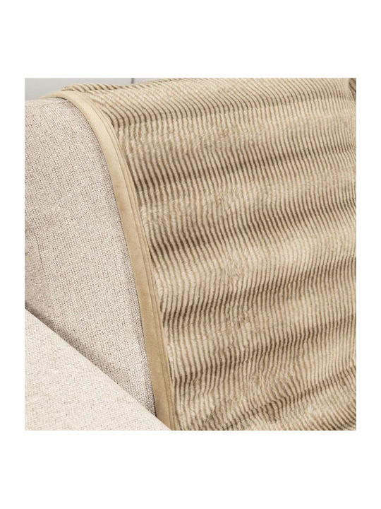 Nima Lunetta Ριχτάρι Τριθέσιου Καναπέ Γούνινο 180x300εκ. Beige