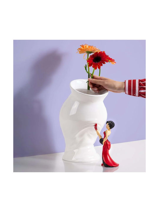 Vase Canopie Rosio Yellow-White Seletti Porcelain