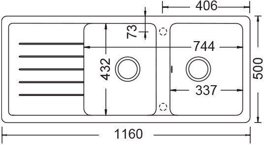 Schock Cristalite Drop-In Кухненски Мивка от Течен Гранит Дължина 116xШирина 50см Бежова