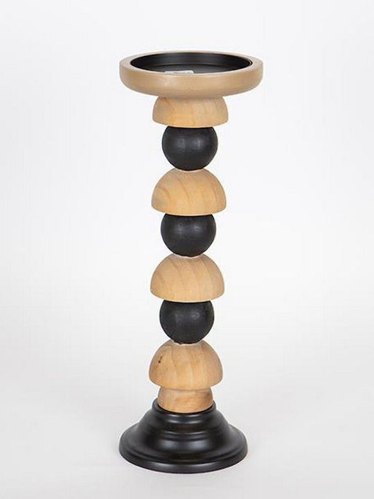 Candle Holder Wooden in Brown Color 12.5x35x12.5cm 1pcs