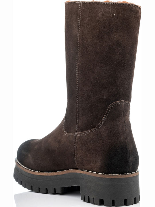 Suede Women's Ankle Boots Brown