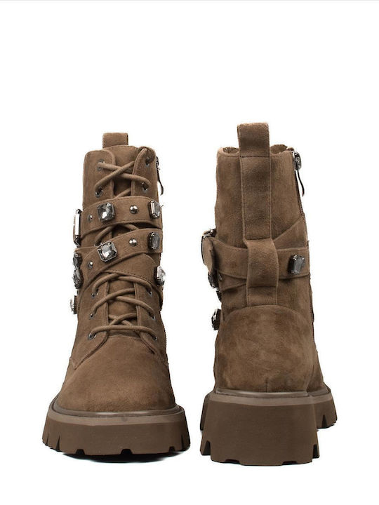 Leder Stiefeletten Damen Braun