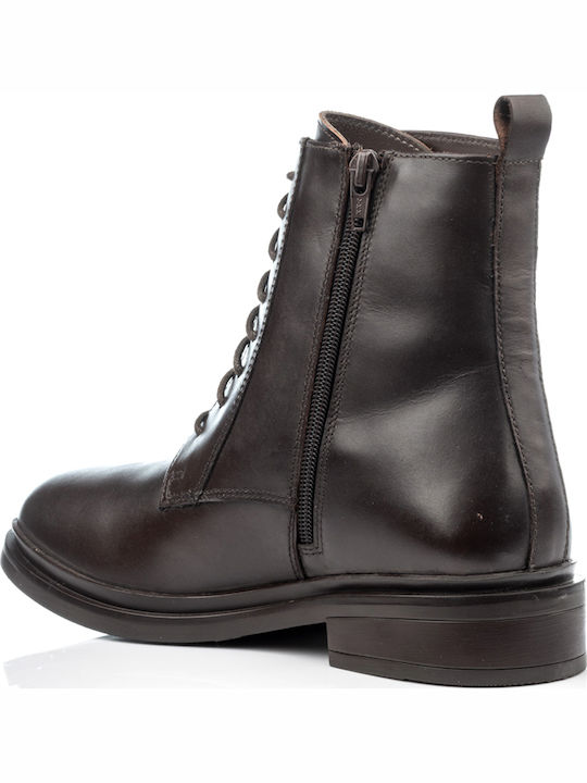 Leather Women's Ankle Boots Brown