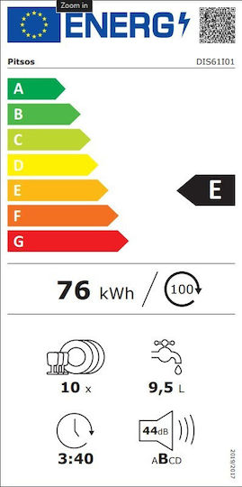 Pitsos Einbaugeschirrspüler mit Wi-Fi für 10 Gedecke B44.8xH81.5cm