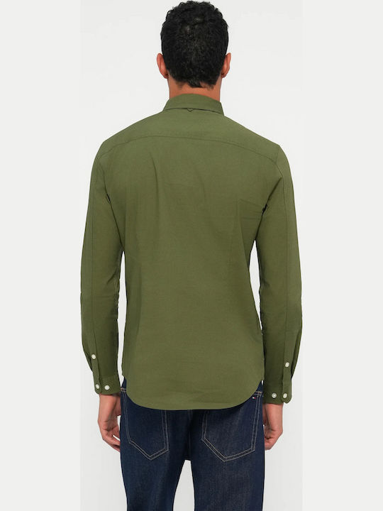 Tommy Hilfiger Памучно Риза Dark Greenery