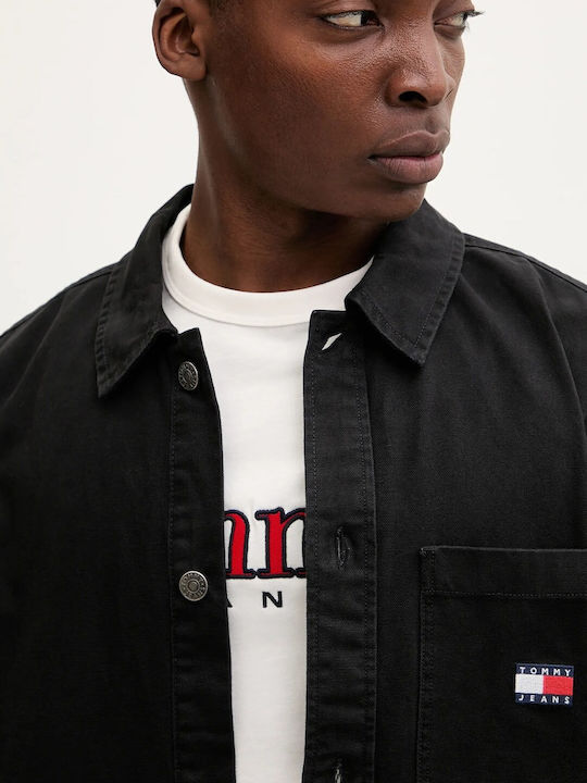 Long Sleeve Cotton Overshirt Black