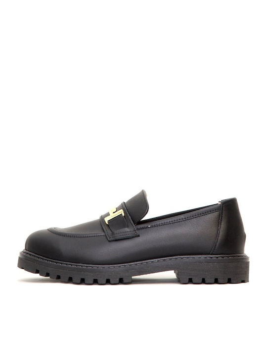 Δερμάτινα Γυναικεία Loafers σε Μαύρο Χρώμα