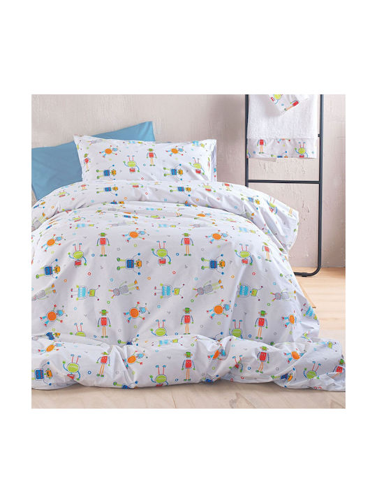 Rythmos Sheet Set Semi-double with Elastic Band Cotton Symbol White 160x260cm 3pcs