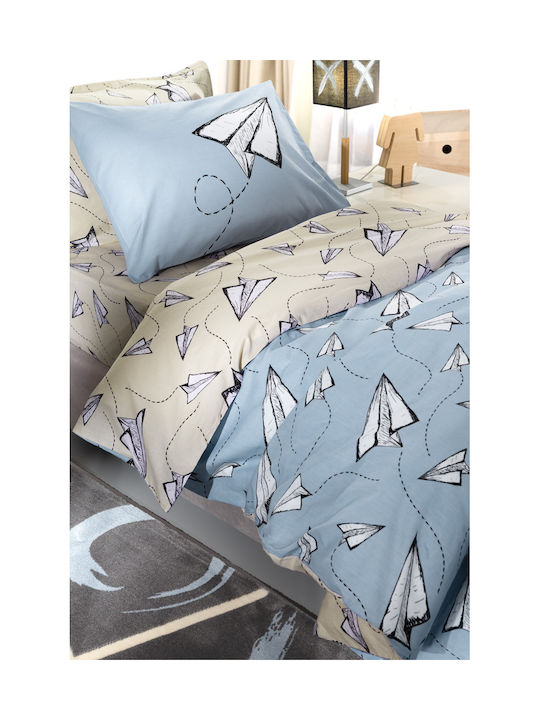 Saint Clair Kids Duvet Set Single with Pillowcase Fly Light Blue 160x220cm