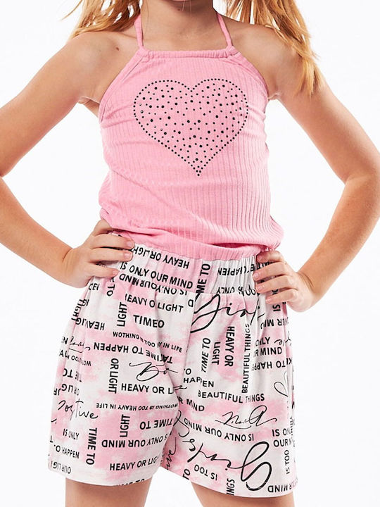 Kinderstoff-Overall-Shorts/Bermudas Rosa