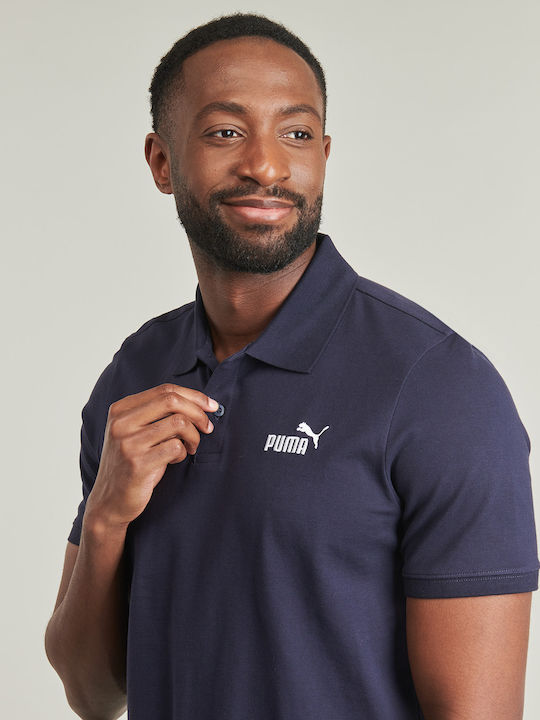 Logo Logo Polo Short Sleeve Blouse Navy Blue