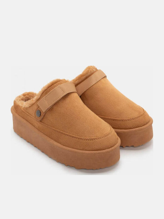 Anatomical Women's Slippers with Fur Brown