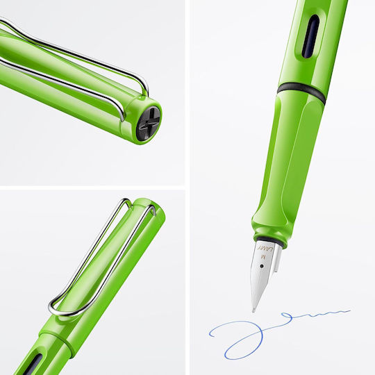 Lamy Safari Stilou Caligrafie Fine Verde Din Plastic Cu Cerneală Roșie