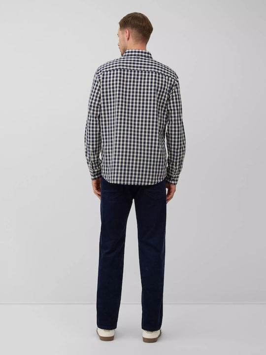 Kent Long Sleeve Shirt in Regular Fit Checked Dark Blue