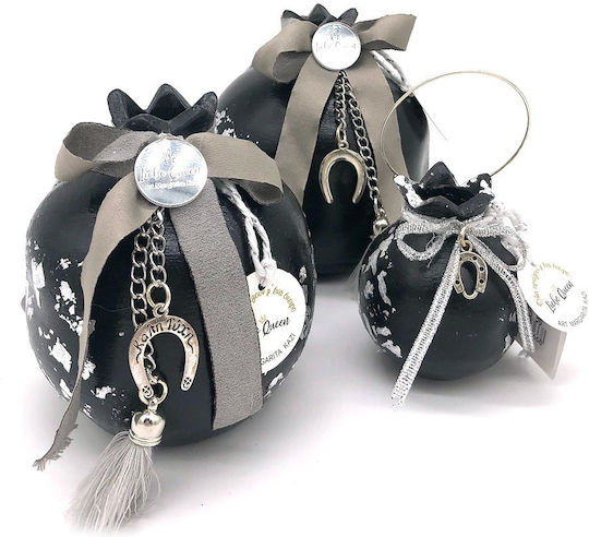 LiebeQueen Handmade Окачен Гоури Нар Черен Керамичен 5.5x7см 1бр