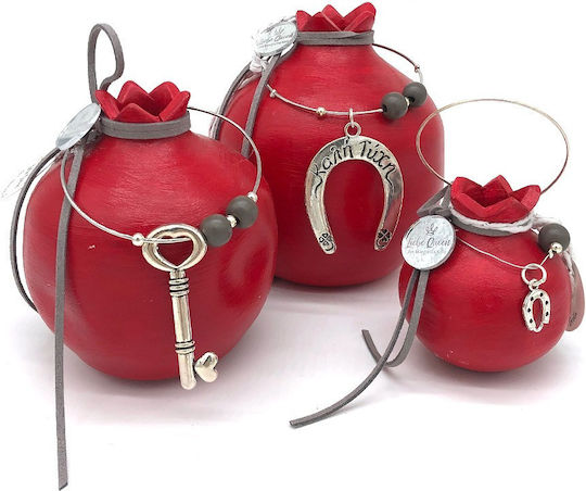 LiebeQueen Handmade Tabletop Lucky Charm Pomegranate Red Ceramic 9x9.5cm 1pcs