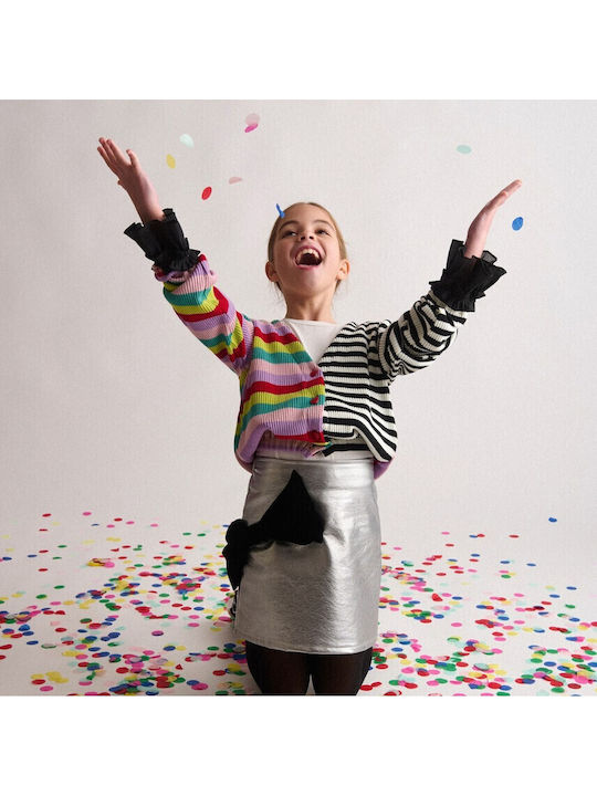 Kids' Leather Skirt Monochrome Silver