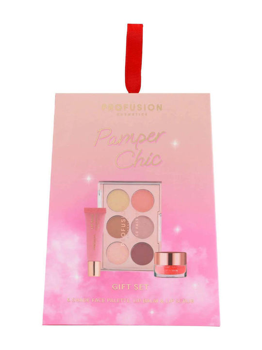 Gift Set Face Palette 6 Shades Lip Balm Scrub Pamper Chic Profusion 3 Items Gift Set Face Palette 6 Shades Lip Balm Scrub Pamper Chic Profusion 3 Items