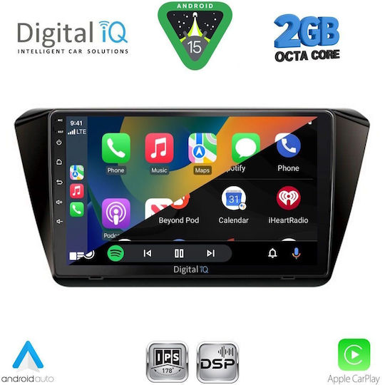 Digital IQ Car Audio System for Skoda Superb 2015-2023 (Bluetooth/USB/WiFi/GPS/Apple-Carplay/Android-Auto) with Touch Screen 10"