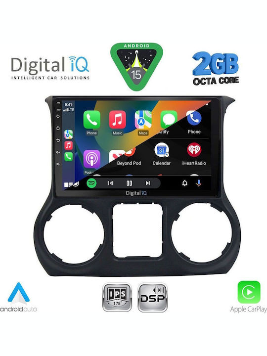 Digital IQ Car Audio System for Jeep Wrangler 2011-2014 (Bluetooth/USB/WiFi/GPS/Apple-Carplay/Android-Auto) with Touch Screen 10"