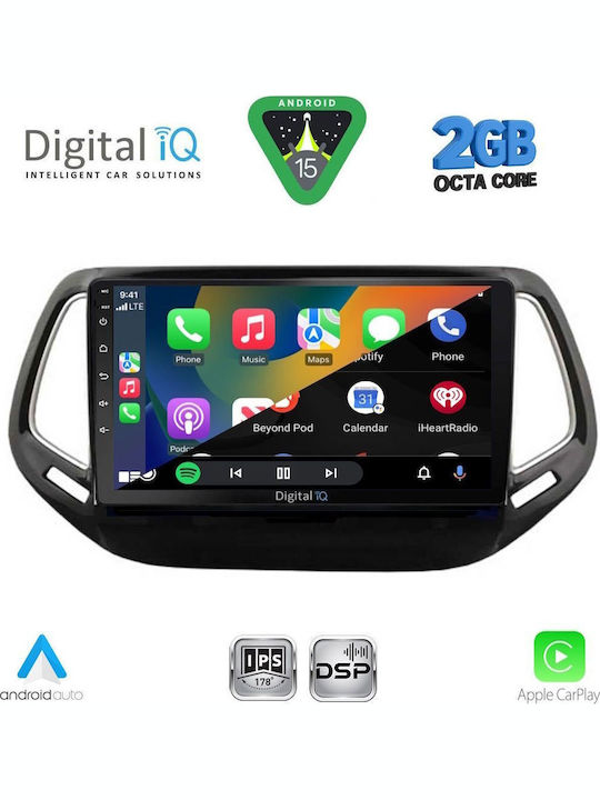 Digital IQ Auto-Audiosystem für Jeep Kompass 2016-2021 (Bluetooth/USB/WiFi/GPS/Apple-Carplay/Android-Auto) mit Touchscreen 10"