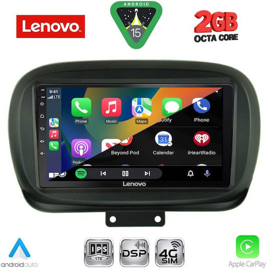Lenovo Car Audio System for Fiat 500X 2014 (Bluetooth/USB/WiFi/GPS/Apple-Carplay/Android-Auto) with Touch Screen 9"