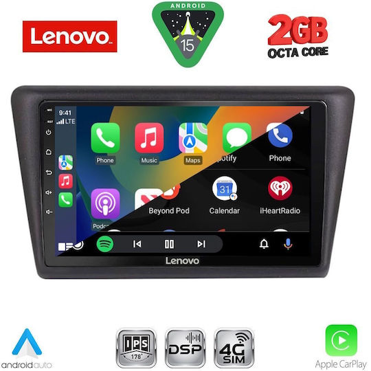 Lenovo Car Audio System for Skoda Rapid 2014-2019 (Bluetooth/USB/WiFi/GPS/Apple-Carplay/Android-Auto) with Touch Screen 9"