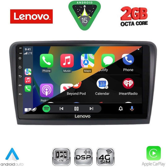 Lenovo Car Audio System for Skoda Rapid 2012-2023 (Bluetooth/USB/WiFi/GPS/Apple-Carplay/Android-Auto) with Touch Screen 9"