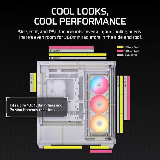 Corsair 3500X RS-R ARGB Gaming Midi Tower Computer Case with Side Window White