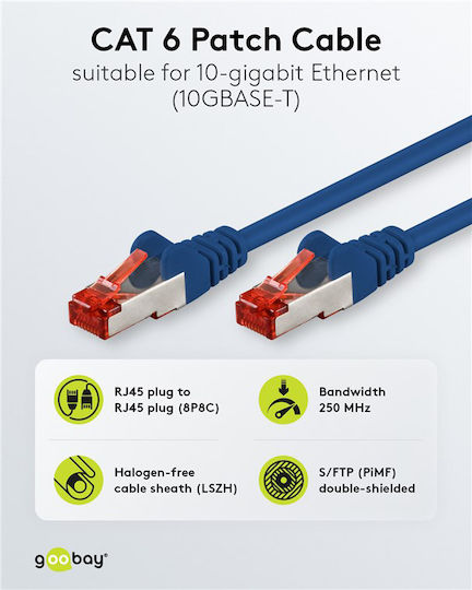 Goobay S/FTP Kat.6 Ethernet Netzwerkkabel 0.5m Blau