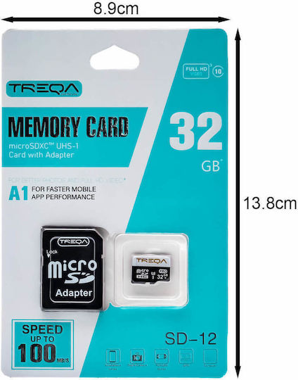 Treqa SD-12 SDHC 32GB U1 A1 UHS-I 100MB/s with Adapter