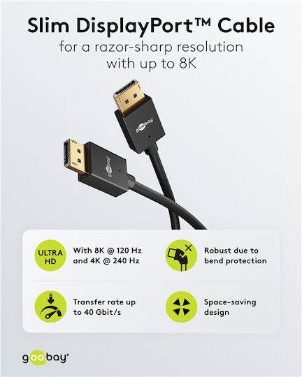 Goobay 77442 DisplayPort-Kabel Männlich - DisplayPort-Männlich 1m Schwarz