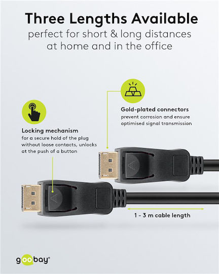 Goobay Kabel DisplayPort-Stecker - DisplayPort-Stecker 1m Schwarz (74777)