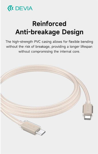 Devia Braided USB 2.0 Cable USB-C Male - USB-C 60W PD Gold 1.5m